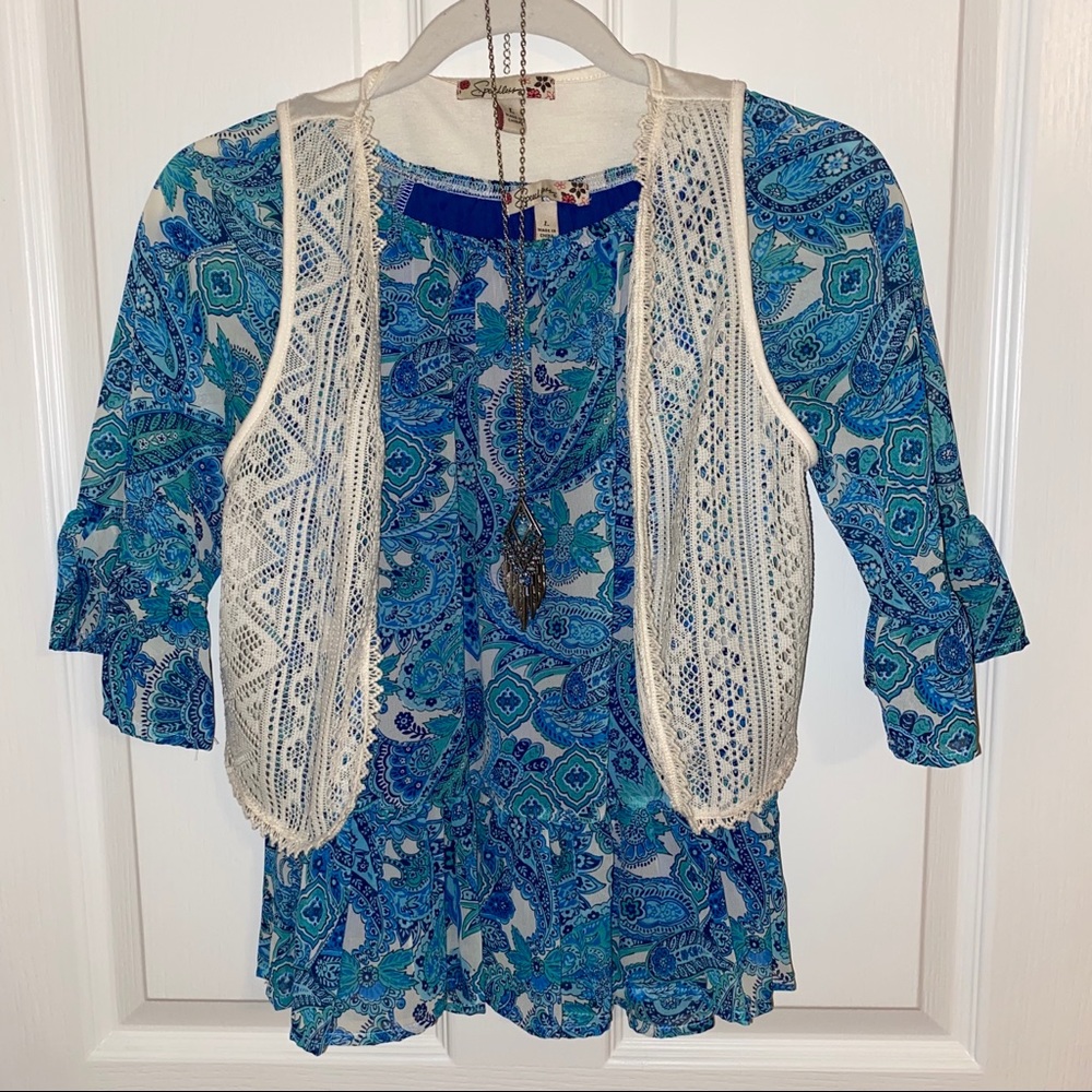 Speechless Top, Vest, and Necklace Set